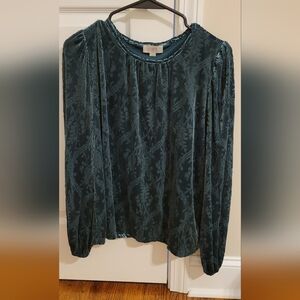 LOFT Teal Velvet Peasant Top